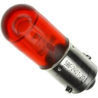 Dialight Lamp;LED;T-3 1/4;Mini Bayonet(BA9s);Red;Red;28VDC;15mA;1050mcd;100K Hrs;CntrPos