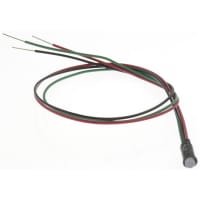 Dialight Panel Mount Indicator LED 0.25" Snap-In Red/Green 1.9/2.2V Leads 100000 Hrs