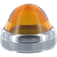 Dialight Indicator, Amber, 1.14 in., 1 in., 1.14 in., Round, Chrome Plated Brass