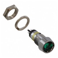 Dialight Panel Mount Indicator LED 0.287" Lock Washer & Nut Green 2VDC Solder Blade