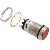 Dialight Indicator LED Red 3000fL 1In. 12VDC Panel Chrome Plated Brass Watertight Flat