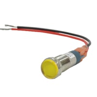 Dialight Panel Mount Indicator 1/2" Flat Yellow Lens 120VAC/VDC Wire Leads 656 Series