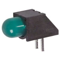 Dialight Indicator LED PCB Mount Rt Ang 5mm Bulb Sloped Back Standoff Green 8mcd