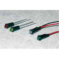 Dialight Panel Mount Indicator LED 0.156" Snap-In Green 5VDC Leads Integral Resistor