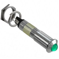 Dialight Panel Mount Indicator LED 0.366" Mnt Green Chrome 12VDC Solder 609 Series