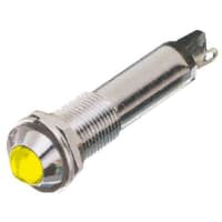 Dialight Panel Mount Indicator LED 0.366" Mnt Chrome Yellow 24VDC Solder 609 Series