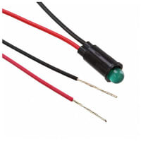 Dialight Panel Mount Indicator LED 0.25" Snap-In Green 5VDC Leads Integral Resistor