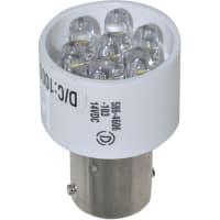 Dialight Lamp, LED, 15mm, S.C. Bayonet, White, 14VDC, 20mA, 23800mcd, 100000 Hrs