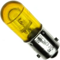 Dialight Lamp, LED, T-3 1/4, Mini Bayonet, Yellow, 28VDC, 7.5mA, 637mcd, 100000 Hrs