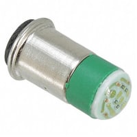 Dialight Lamp, LED;T-1-3/4;Green;65mcd;Bayonet;0.24In.;28VDC;13mA;565nm;-20degC;60degC