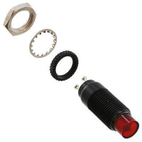 Dialight Indicator Panel Mount LED Mnt-Sz 0.375" Knurled Flange Nut Lock Washer & Nut Red