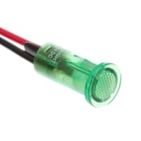 Dialight Panel Mount Indicator LED Flat Lens Snap Mount Wire Leads 24VDC 700Mcd Green