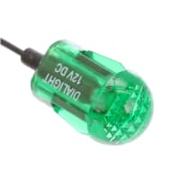 Dialight Panel Mount Indicator LED Dome Lens Snap Mount Wire Leads 12VDC 2500Mcd Green