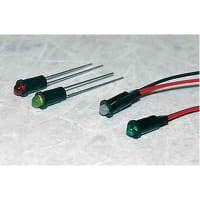 Dialight Panel Mount Indicator LED 0.156" Snap-In Yellow/Green 2.1V Leads 100000 Hrs