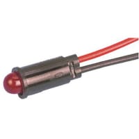 Dialight Indicator Panel Mount LED Mnt-Sz 0.25" Snap-In Red 1.9V Leads 100000 Hrs