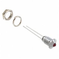 Dialight Panel Mount Indicator LED 0.25" Lock Washer & Nut Red 2VDC Leads 100000 Hrs