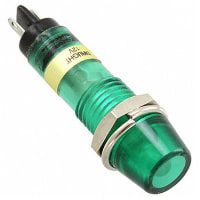 Dialight Panel Mount Indicator LED 0.287" Lock Washer & Nut Green 12VDC Solder Blade