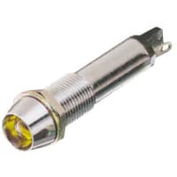 Dialight Panel Mount Indicator LED 0.366" Chrome Yellow Recessed 24V Solder 609 Series