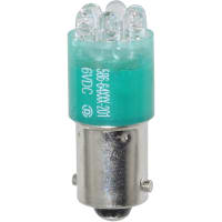 Dialight Lamp, LED, T-3 1/4, Mini Bayonet, Green, 6VDC, 70mA, 3400mcd, 100000 Hrs