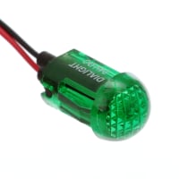 Dialight Panel Mount Indicator LED Dome Lens Snap Mount Wire Leads 24VDC 2500Mcd Green