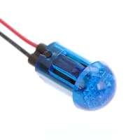 Dialight Panel Mount Indicator LED Dome Lens Snap Mount Wire Leads 12VDC 700Mcd Blue