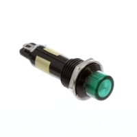 Dialight Panel Mount Indicator LED 0.492" Lock Washer & Nut Green 6VDC Solder Blade