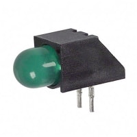 Dialight Indicator LED PCB Mount Rt Ang 5mm Sloped Back Standoffs Grn Diffused 6mcd