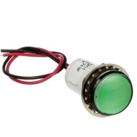 Dialight Panel Mount Indicator Green LED 0.688" Threaded 24 VDC Leads 557 Series