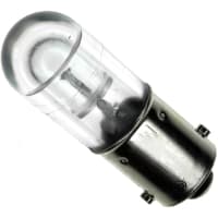 Dialight Lamp;LED;T-3 1/4;Mini Bayonet(BA9s);Wht;Clear;6VDC;15mA;825mcd;100K Hrs;CntrPos