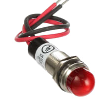 Dialight Panel Mount Indicator LED 0.5 in. Red Dome 12 VDC Wire Leads 656 Series