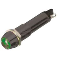 Dialight Panel Mount Indicator LED 0.366" Black Green Recessed 24VSolder 609 Series