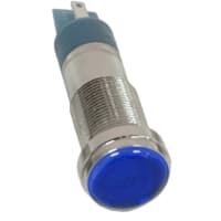 Dialight Indicator Panel Mount 1/2" Flat Blue Lens 12VDC QC Terminals