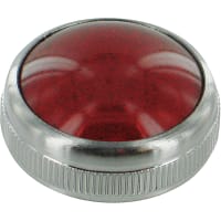 Dialight Cap, Lens, Red, 0.64 in., 11/16 in., 0.68 in., Chrome Plated, Transparent