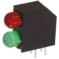 Dialight LED Circuit Board Indicator Rt Ang 5mm Bulb Sloped Back Standoff Red/Green 90mcd