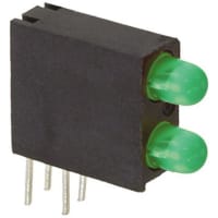 Dialight LED Circuit Board Indicator 3mm Bi-Level Green Diffused Tinted Angl 60deg 2mcd