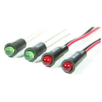 Dialight Indicator Panel Mount LED 0.155-0.158" Snap-In Green 2.1V Leads 100000 Hrs