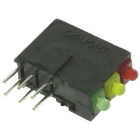 Dialight Indicator, LED PCB Thru-Hole Bulb 2 mm Red/Yellow/Green Diffused, Tinted Round