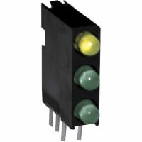 Dialight Indicator, LED PCB Thru-Hole Bulb 3 mm Red Diffused, Tinted Round Angl 6010mcd