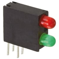 Dialight 553-0312F, Green & Red Right Angle PCB LED Indicator, 2 LEDs, Through Hole 20 V