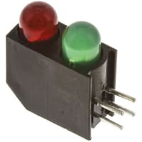 Dialight 552-0212F, Green & Red Right Angle PCB LED Indicator, 2 LEDs, Through Hole 2.55V, 3V