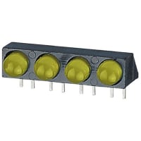 Dialight 550-2307-004F, Yellow Right Angle PCB LED Indicator, 4 LEDs, Through Hole 2.1 V