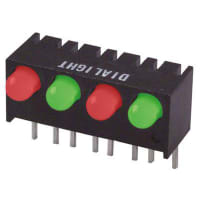 Dialight 551-1107-807F, Green & Red Right Angle PCB LED Indicator, 4 LEDs, Through Hole 1.7V