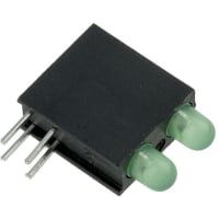 Dialight 553-0222-200F, Green Right Angle PCB LED Indicator, 2 LEDs, Through Hole 2.2 V