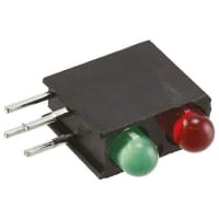 Dialight 553-0212-200F, Green & Red Right Angle PCB LED Indicator, 2 LEDs, Through Hole 2.2V