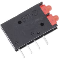 Dialight 571-0111-100F, Red Right Angle PCB LED Indicator, 2 LEDs, Through Hole 2 V