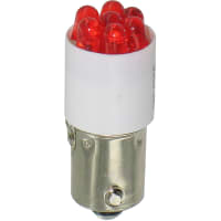 Dialight Lamp, LED, T-3 1/4, Mini Bayonet, Red, 120VAC, 9mA, 252mcd, 100000 Hrs