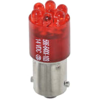 Dialight Lamp, LED, T-3 1/4, Mini Bayonet, Red, 14VDC, 50mA, 1000mcd, 100000 Hrs