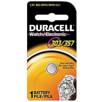 Duracell Battery, Coin/Button, Silver Oxide, 1.5VDC, 190mAh, DuracellD Series