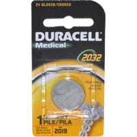 Duracell Battery, Non-Rechargeable, Coin/Button, Lithium Manganese Dioxide, 3VDC, 190mAh