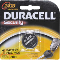 Duracell Battery, Non-Rechargeable, Coin/Button, Lithium Manganese Dioxide, 3VDC, 300mAh